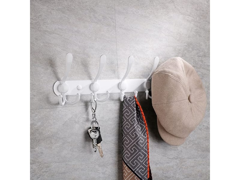  Porte manteau mural en acier inoxydable, patères manteaux crochet pour manteaux serviettes peignoirs (blanc, 15 crochets, 2pcs  - Conforama D