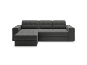 Canapé d'angle convertible kapitara gris foncé réversible avec coffre de rangement