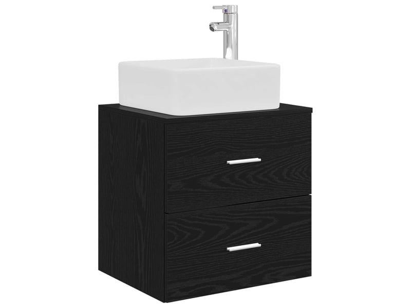  Vanité de lavabo mural, meuble de rangement chêne noir 49.5x41x63 cm  - Conforama A