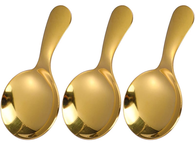  3 pcs cuillères en manches courtes,mini pelle à farine en acier inoxydable cuillères dorées en acier inoxydable pour dessert thé glacé café  - Conforama A