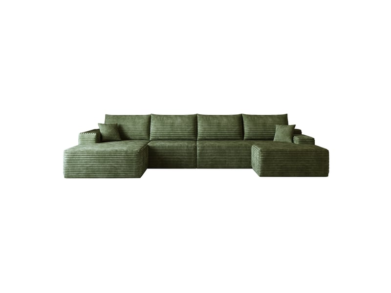  Canapé d'angle 340 cm sans ossature, modular, avec chaise longue l, vert, sans montage, compression sofa  - Conforama A