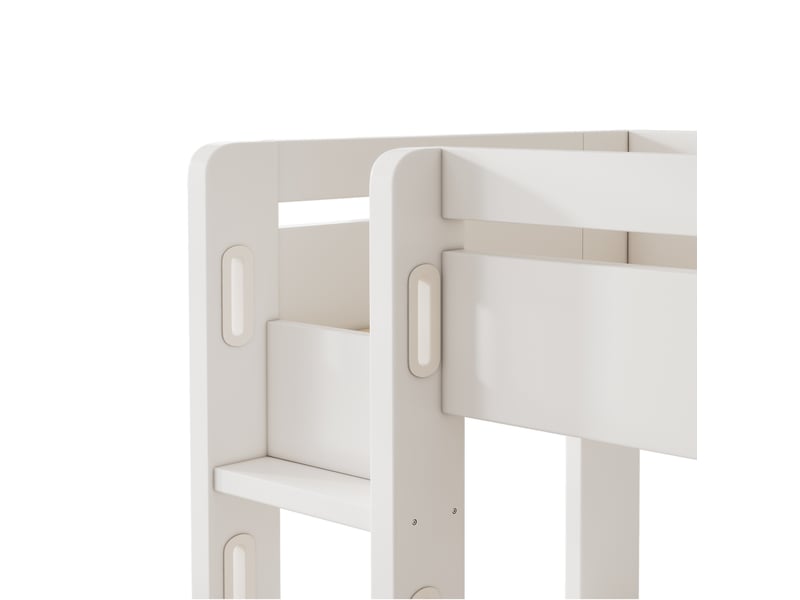  Lit mezzanine enfant 90x200cm avec bureau en l, tiroirs, étagère, port usb type-c, sommier, bois blanc, sans matelas  - Conforama R