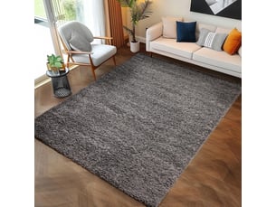 Shaggy - tapis uni à poils longs - gris 200 x 290 cm