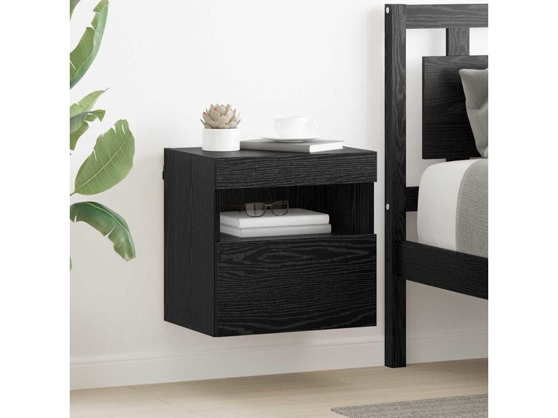  Lot de 2 meuble tv mural, meuble tv suspendu chêne noir bois d'ingénierie shl79894  - Conforama B
