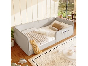 Lit simple 90x200 cm <strong>MODENVIE</strong>  <strong></strong> coloris beige