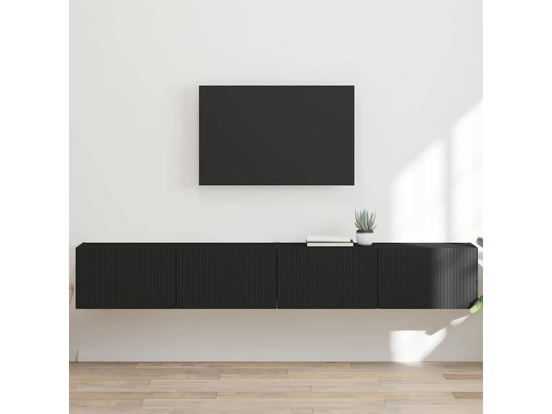  Meuble tv - banc tv - meuble de rangement mural 2 pcs noir bois d'ingénierie  - Conforama B