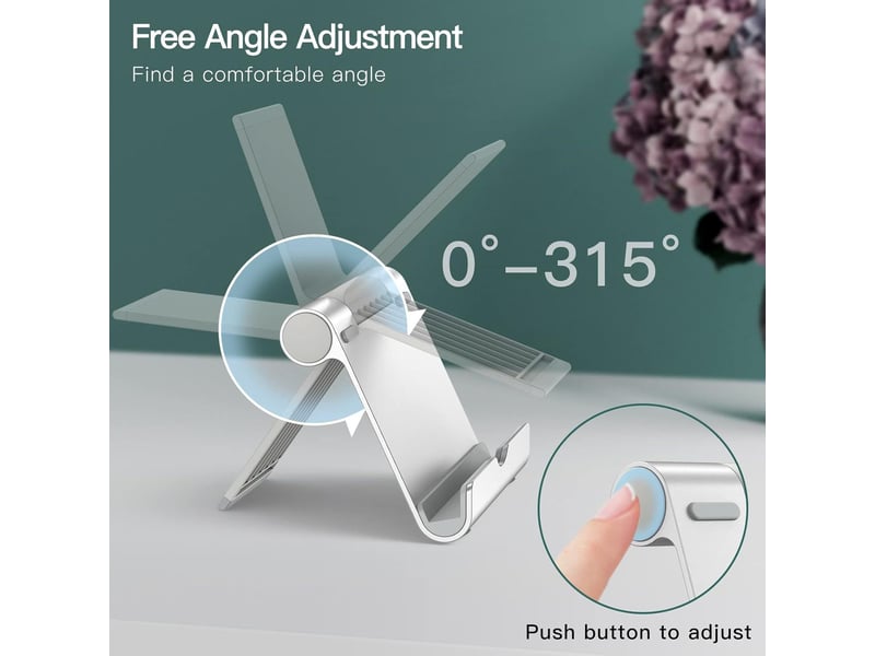  Support ajustable et portable pour tablette liseuse et smartphone argent  - Conforama C