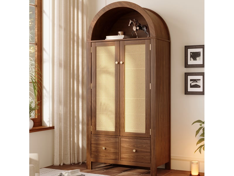  Armoire 78x45x181 cm 2 portes 2 tiroirs mdf noyer  - Conforama E