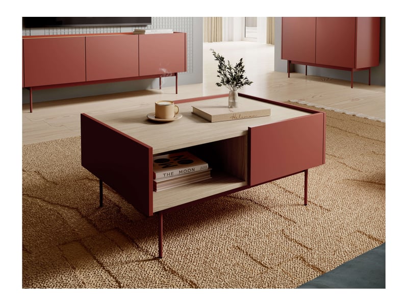 Table basse vivaro 2 tiroirs en bois - rouge brique VIVARO - Conforama B