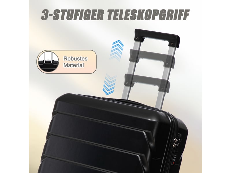 Set de 4 valises rigides,14192428 pouces,avec serrure à code,abs,noir - Conforama D