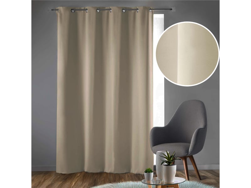  Lot de 2 rideaux à œillets grande hauteur 135 x 280 cm occultants unis occult naturel  - Conforama B