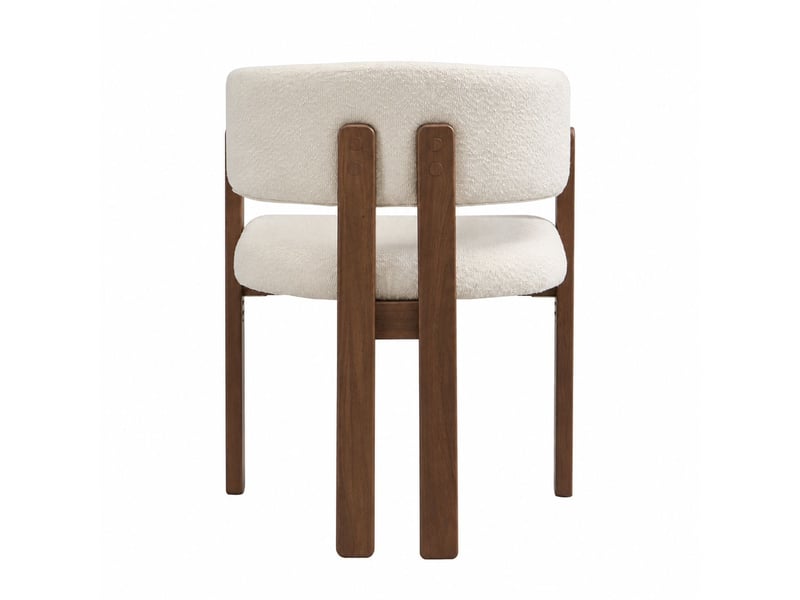  Lot de chaises 4 pièces style moderne chaise repas en bois massif assise confortable tissu respirant revêtement bouclé coloris bois de noyer et beige  - Conforama C