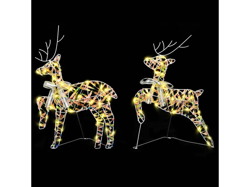 Lot de 2 rennes led, éclairage de noël, décoration de noël 40 led blanc chaud 44 x 18 x 65,5 cm pet cf62074 - Conforama D