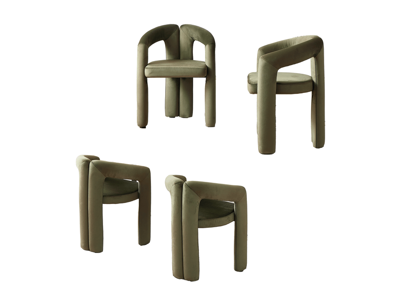  Chaise de salle à manger avec accoudoirs, charge maximale 150 kg, velours vert  - Conforama A