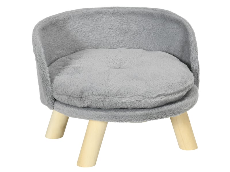 Canapé pour votre petit compagnon gris 40,5 x 40,5 x 33 cm avec coussin lavable et pieds en bois, pour le repos en intérieur - Conforama A
