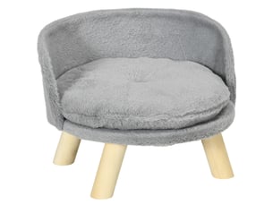 Canapé pour votre petit compagnon gris 40,5 x 40,5 x 33 cm avec coussin lavable et pieds en bois, pour le repos en intérieur