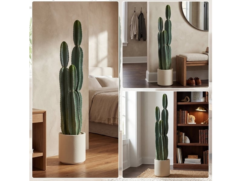  Plante artificielle cactus 111 cm – vert – en pot décoratif, touche naturelle pour salon, bureau et entrée  - Conforama D