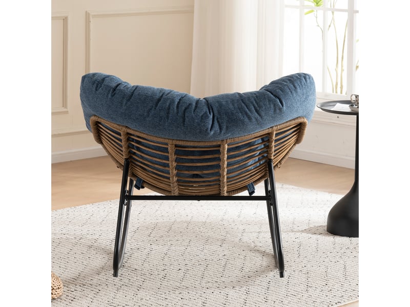  Fauteuil à bascule moderne en chenille avec cadre en métal, fauteuil pour chambre d'enfant et salon, 95x107x83 cm  - Conforama R