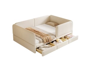Lit coffre 140x200 cm <strong></strong>  <strong></strong> coloris beige