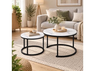 Table basse rond(e) coloris blanc <strong></strong> <strong></strong> - 50 cmx45.5 cm