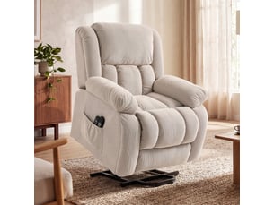 Fauteuil releveur électrique massant chauffant inclinable repose-pieds tissu beige