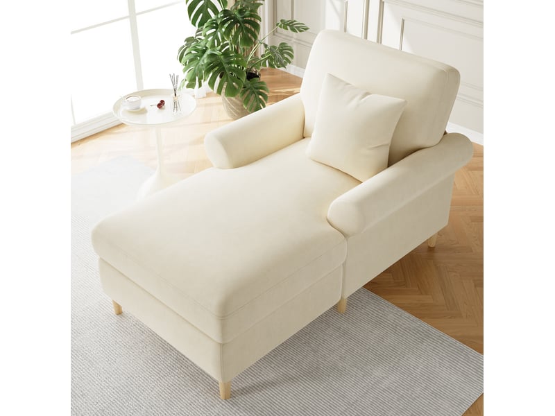  Fauteuil relax modenvie pliable en velours beige 133 x 87 x 90 cm  - Conforama D