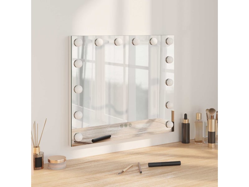 Miroir de coiffure led blanc 50 x 10 x 44 cm verre et acier cf62698 - Conforama B