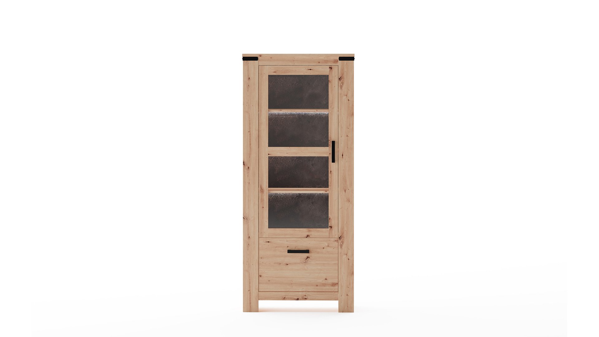Vitrine 1 porte HAWAI coloris imitation chêne artisan naturel 195.7 Conforama