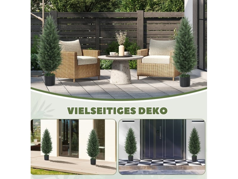  Lot de 2 cyprès artificiels 33x33x90 cm résistants aux uv en pot vert  - Conforama E