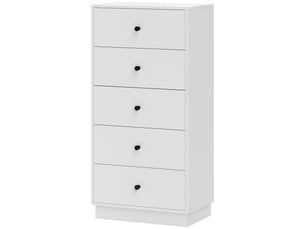 Commode moderne et peu encombrante à 5 tiroirs pour la chambre, 47 x 29 x 95 cm, blanche
