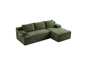 Canapé d'angle compressé droit fixe <strong>MODFU</strong> <strong></strong> 4 places Velours côtelé Vert