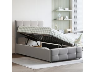 Lit coffre 90x200 cm <strong></strong>  <strong></strong> coloris gris