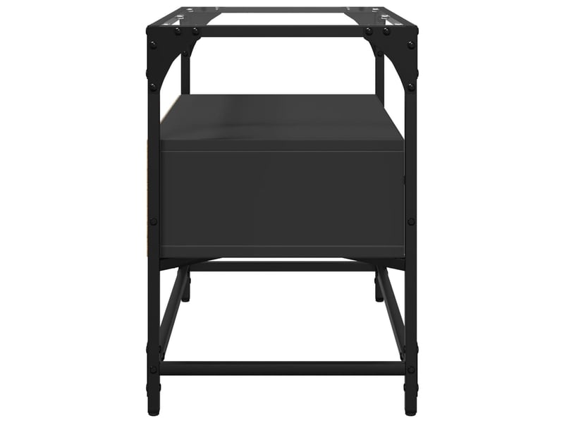 Meuble tv - banc tv - meuble de rangement et dessus en verre noir 60x35x51 cm bois d'ingénierie  - Conforama E