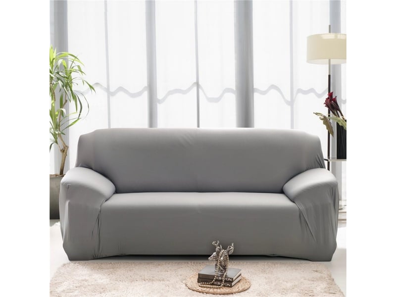 Housse canapé 3 places grise extensible - tissu mélangé, antidérapante, lavable, 190 - 230cm  - Conforama C