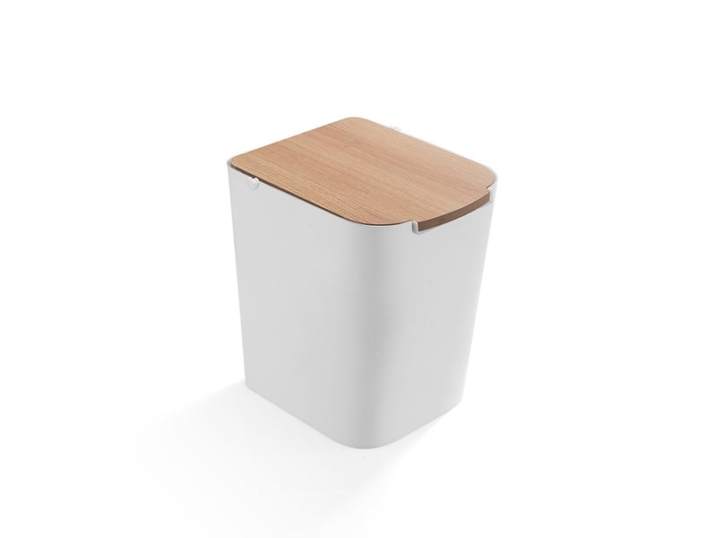 Poubelle à couvercle bambou 5l unique convient pour la cuisine, les toilettes - Conforama A