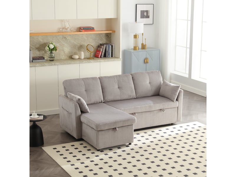  Canapé d'angle convertible 3 places réversible avec rangement homvra  - Conforama C