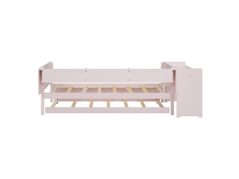  Lit enfant rose 90x200 avec bureau intégré et lit gigogne avec lit d'appoint  - Conforama D