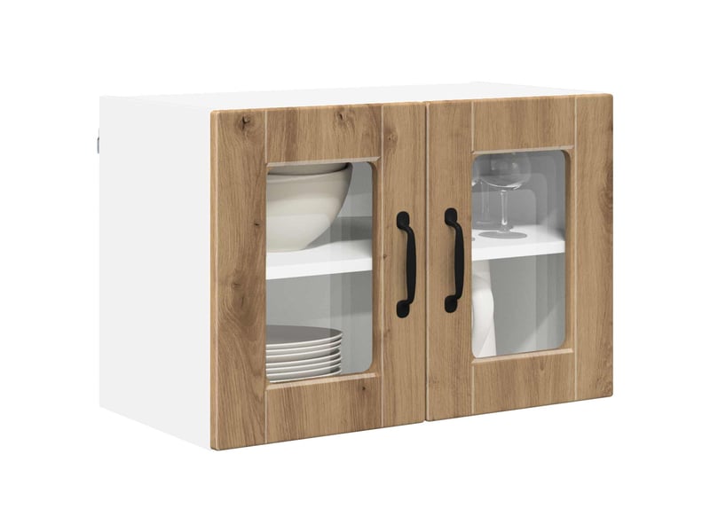  Meuble mural de cuisine, cabinet en verre mural 2 pcs chêne artisanal shl8435  - Conforama C