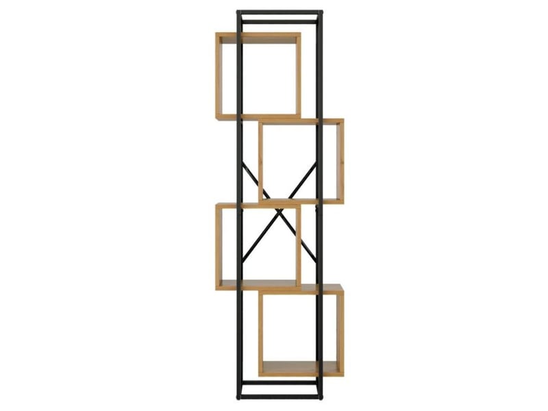  Étagère de rangement pratique 59×30×180 cm, 4 espaces empilables, plateaux mdf et armature métal noir  - Conforama D
