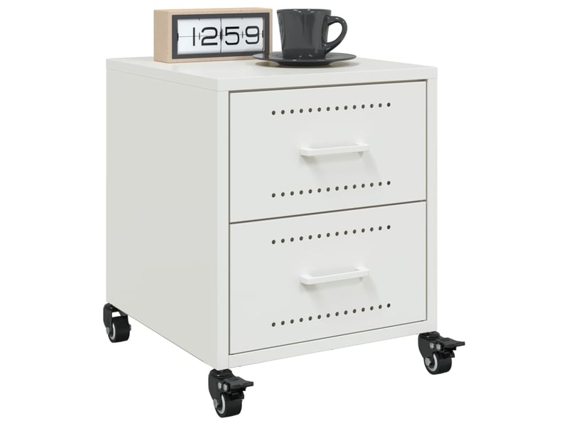  Table de chevet - cabinet de chevet - table de nuit blanc 36x39x43,5 cm acier  - Conforama D