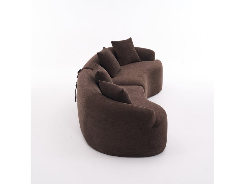  Canapé modulable 4 places incurvé en chenille marron foncé  275x115x63 cm, sans montage  - Conforama E