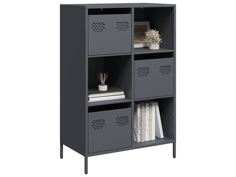  Buffet haut - bahut - meuble de rangement anthracite 68x39x103,5 cm acier  - Conforama B