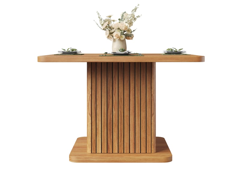 Table à manger carrée avec rangement 80x80x76 cm mdf effet bois foncé - Conforama E