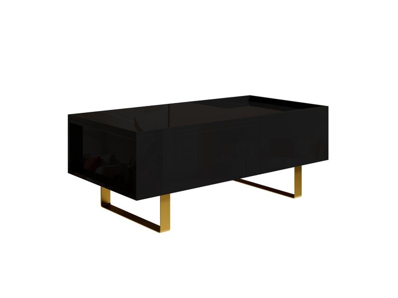  Table basse noir, rangement, étagères réglables, plan relevable, 1 tiroir, design moderne - mdf et métal - 100x50x54.5cm - salon  - Conforama C