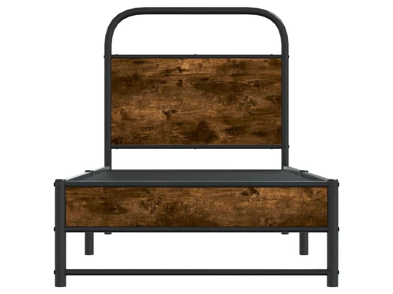  Lit simple- lit adulte -  cadre de lit sans matelas 80x200cm chêne fumé bois d'ingénierie  - Conforama D