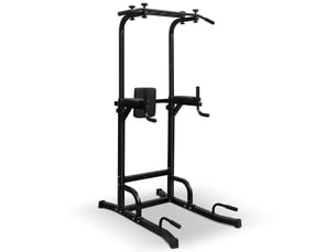 Tour de musculation multifonction noire en métal réglable, pour tractions, dips et entraînement à domicile