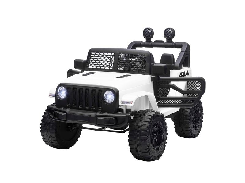 Voiture électrique enfant propulsion arrière 12 v 5 kmh max. Télécommande incluse effets lumineux sonores dim. 100l x 65l x 72h cm blanc - Conforama B