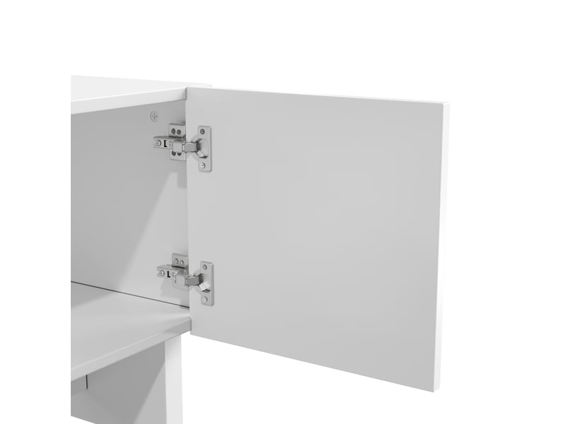  Meuble tv 4 portes à relief et niches passe-câbles blanc 180x34x44.5 cm GL6838W - Conforama E