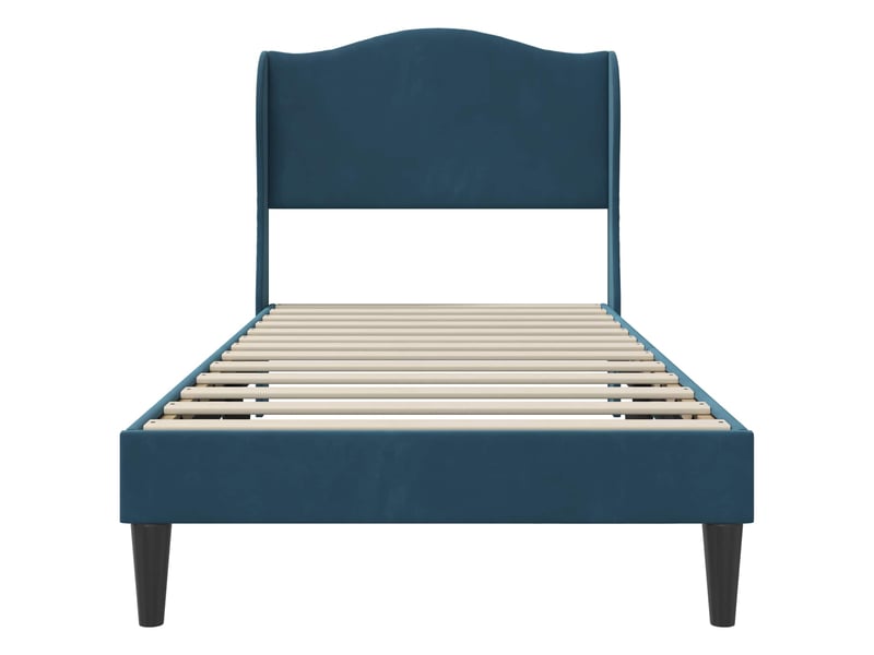  Lit simple- lit adulte -  cadre de lit avec tête de lit bleu 80 x 200 cm velours  - Conforama C