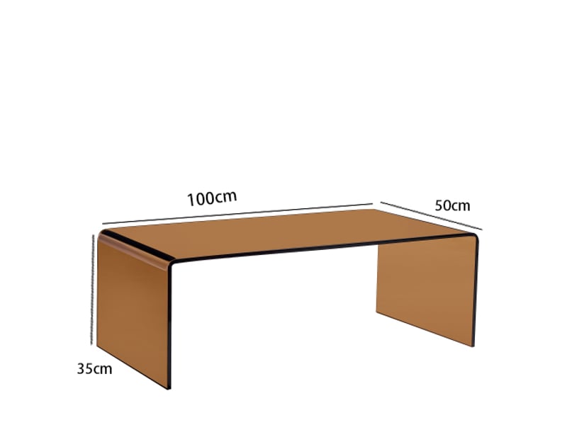  Table basse en verre trempé courbé marron transparent, design moderne  - Conforama C